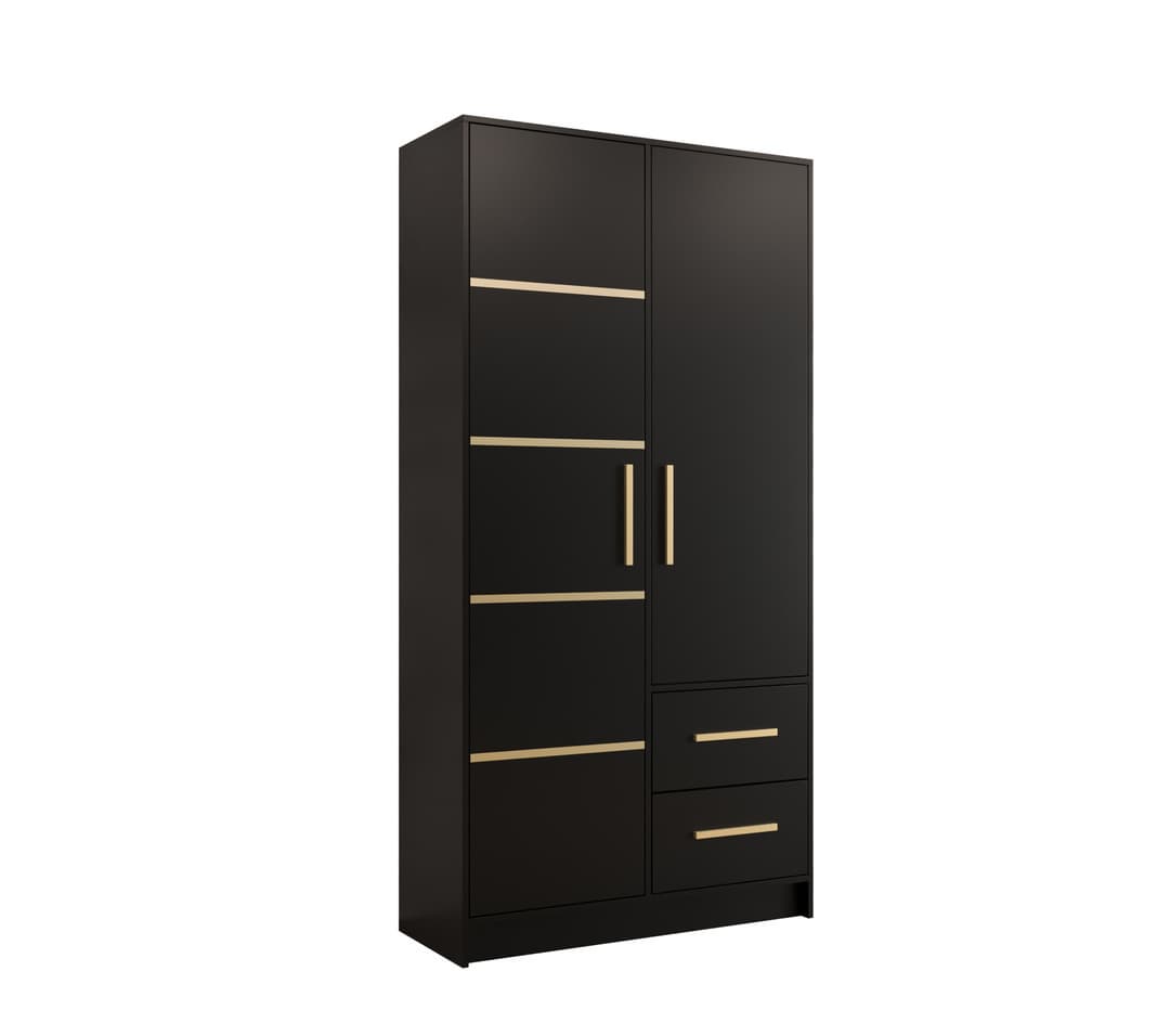 View Berlin III Hinged Door Wardrobe 103cm Black 103cm information