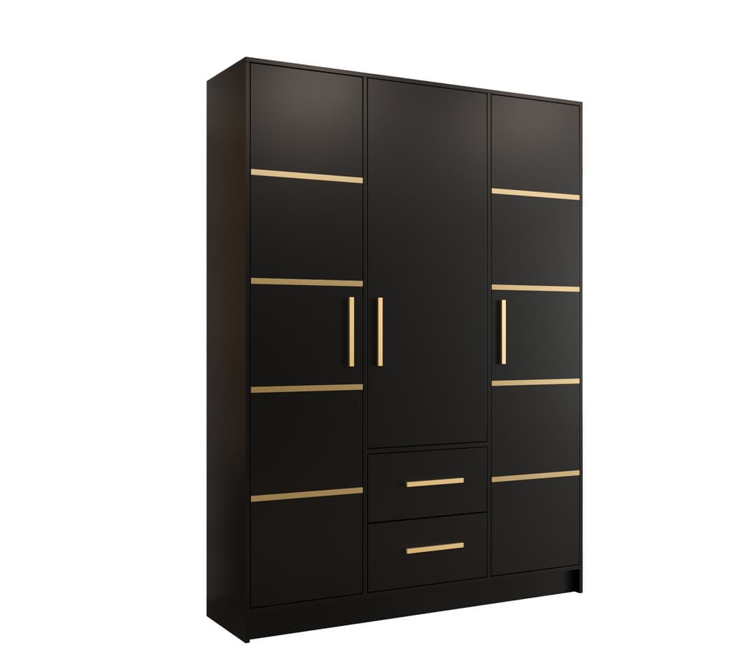 View Berlin III Hinged Door Wardrobe 153cm Black 153cm information