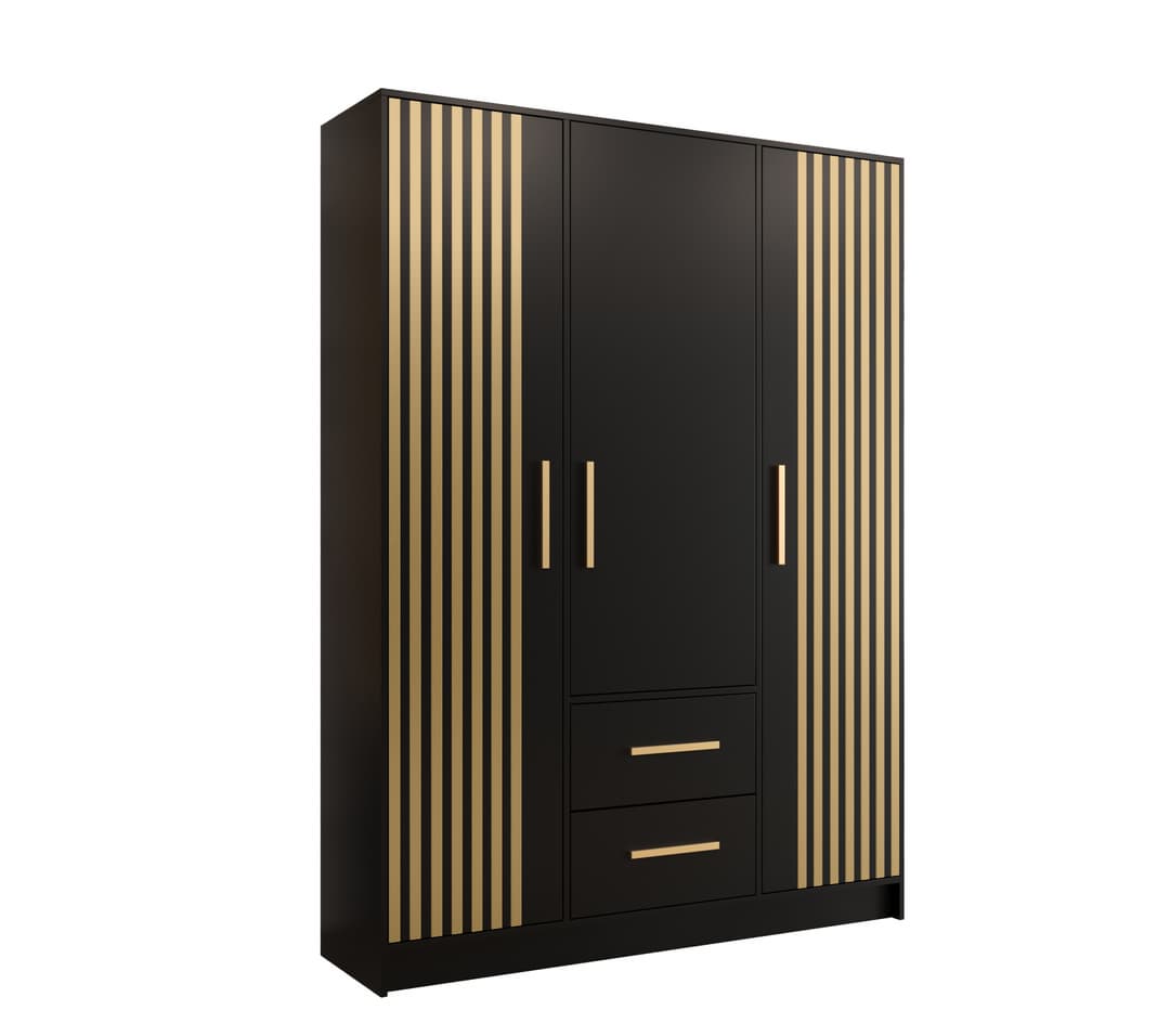 View Berlin VII Hinged Door Wardrobe 153cm Black 153cm information