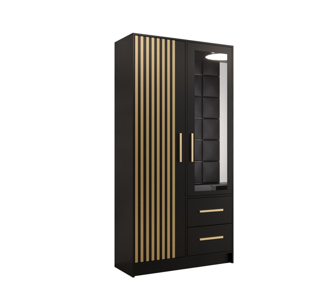 View Berlin VI Hinged Door Wardrobe 103cm Black 103cm information