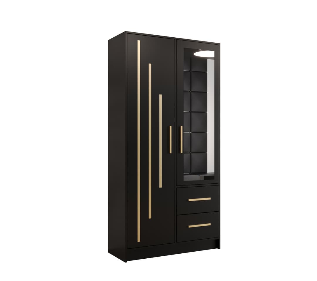 View Berlin IV Hinged Door Wardrobe 103cm Black 103cm information