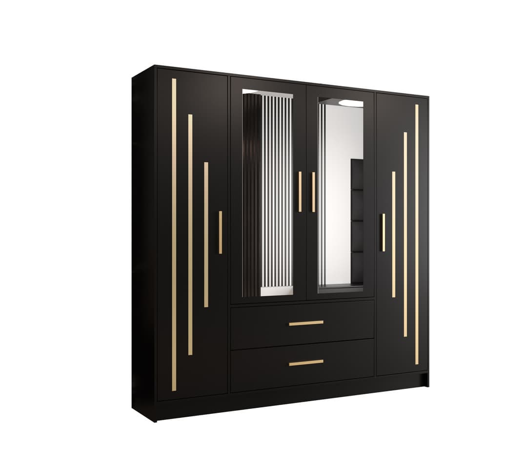 View Berlin IV Hinged Door Wardrobe 201cm Black 201cm information