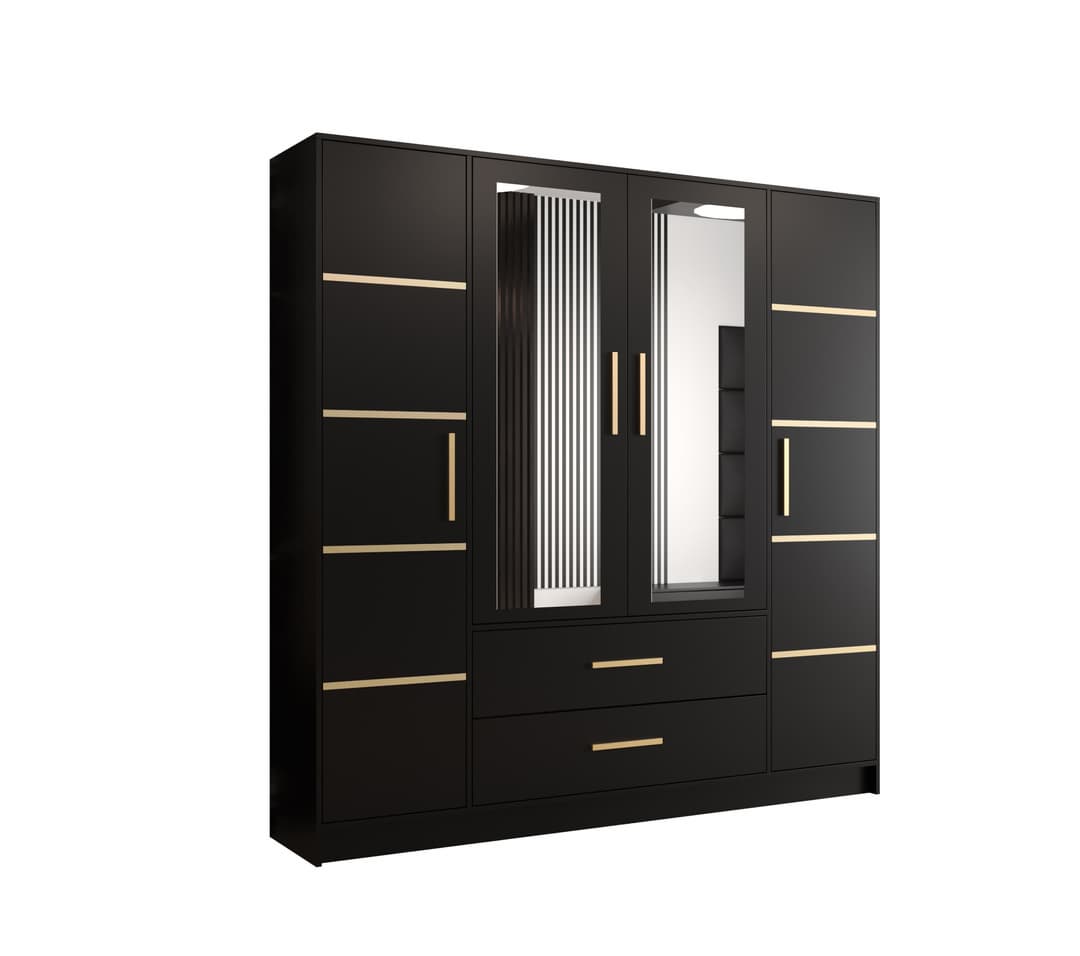 View Berlin II Hinged Door Wardrobe 201cm Black 201cm information