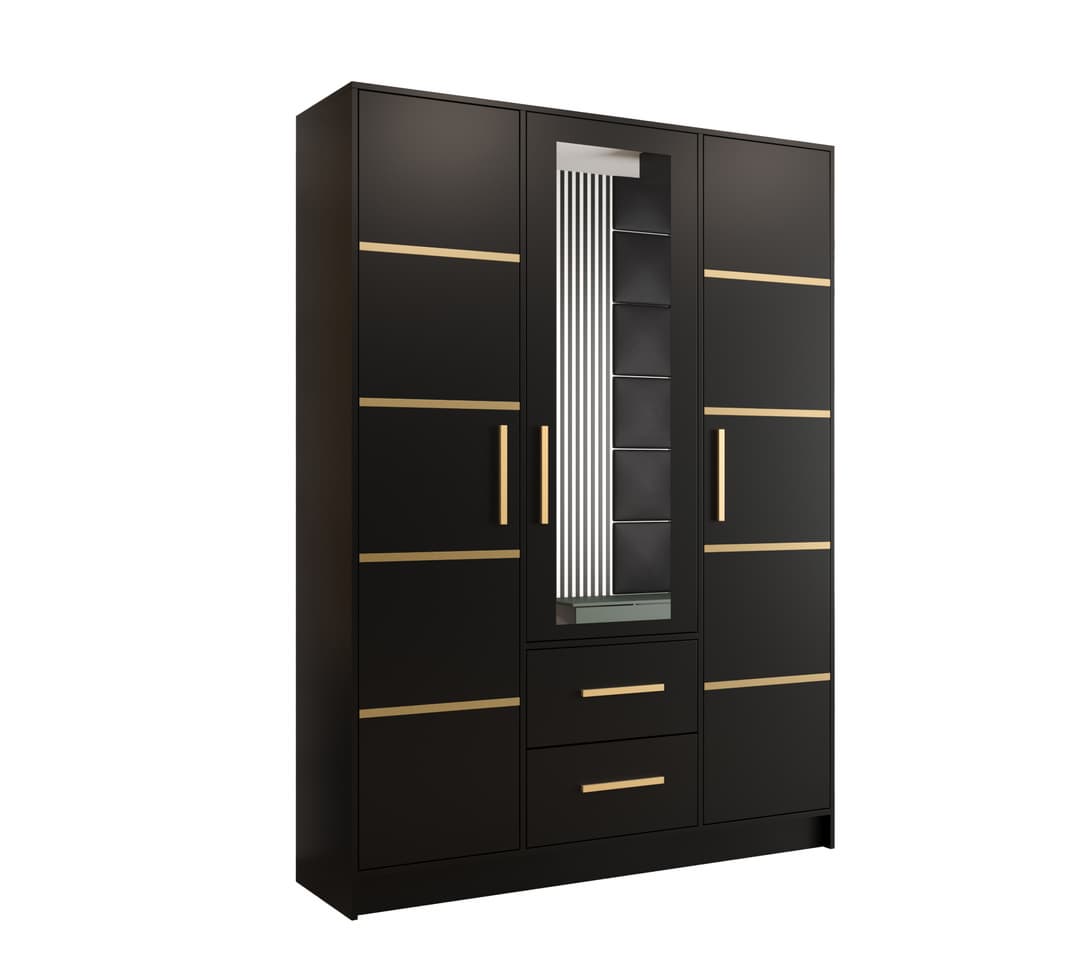 View Berlin II Hinged Door Wardrobe 153cm Black 153cm information