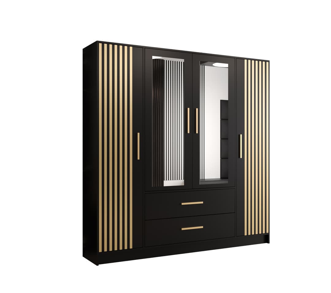 View Berlin VI Hinged Door Wardrobe 201cm Black 201cm information