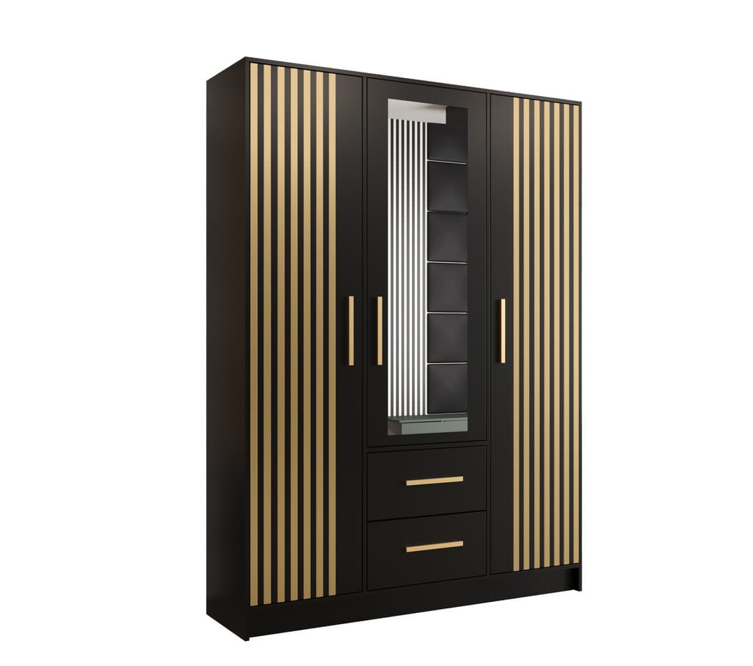 View Berlin VI Hinged Door Wardrobe 153cm Black 153cm information