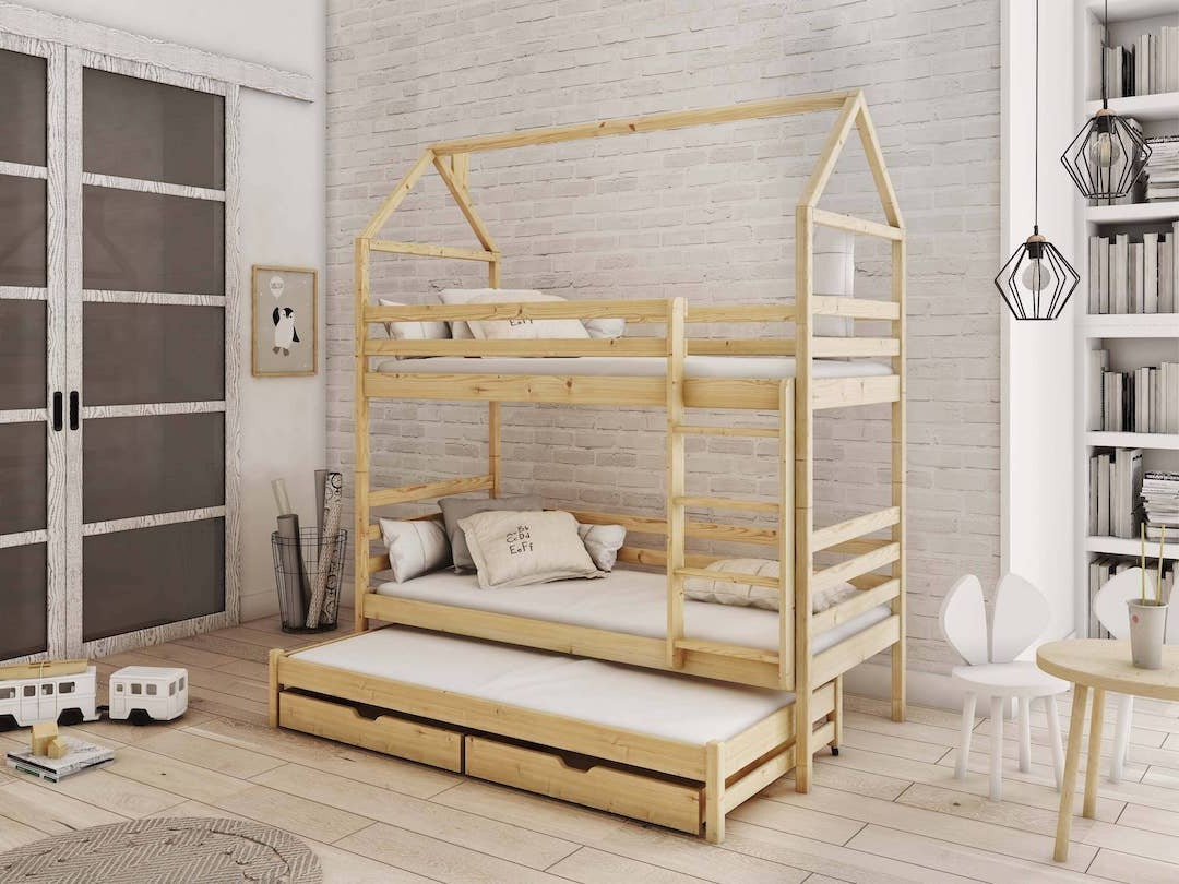 View Dalia Bunk Bed with Trundle and Storage Pine Foam Mattresses information