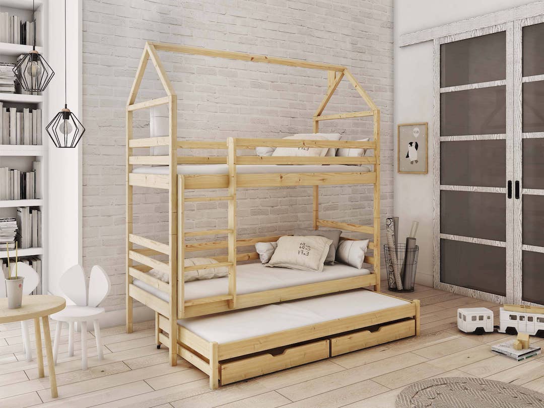 View Dalia Bunk Bed with Trundle and Storage Pine Without Mattresses information