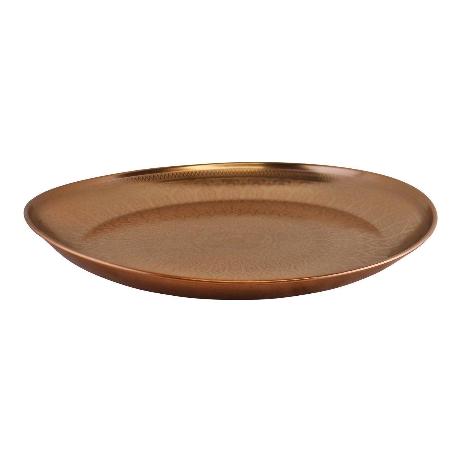 View Decorative Copper Metal Tray With Etched Design information