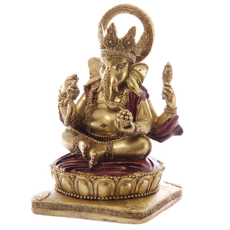 View Decorative Gold and Red 14cm Ganesh Statue information