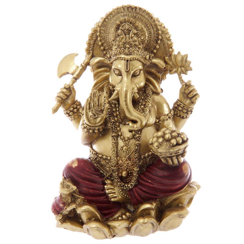 View Decorative Gold and Red 16cm Ganesh Statue information