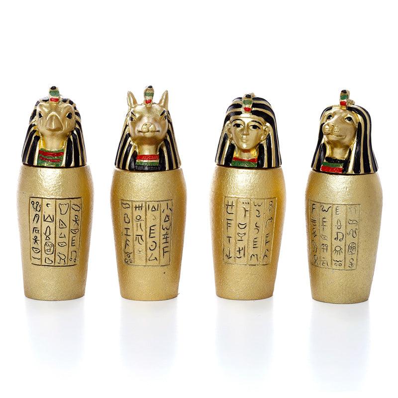 View 4x Decorative Gold Egyptian Canopic Jar Trinket Box information