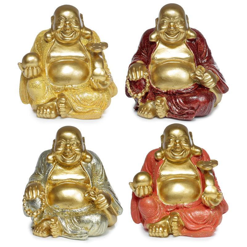 View Decorative Ornament Mini Lucky Glitter Chinese Laughing Buddha 8cm information