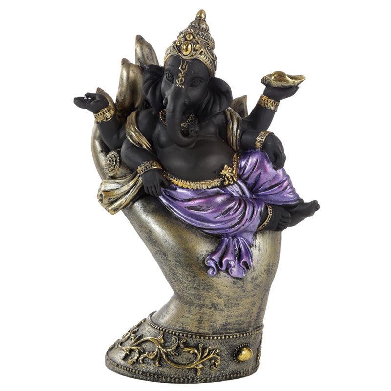 View Decorative Purple Gold Black Ganesh Lying in Hand information