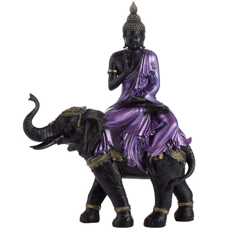 View Decorative Purple Gold Black Thai Buddha Riding Elephant information