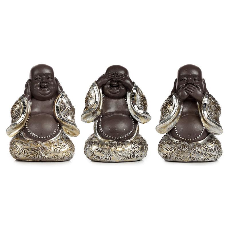 View Decorative Set of 3 Chinese Buddha Figurines Speak No See No Hear No Evil information