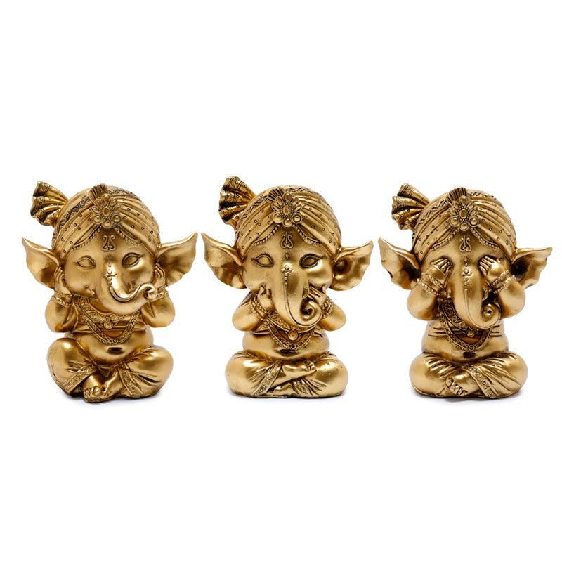 View Decorative Set of 3 Ganesh Figurines Speak No See No Hear No Evil information