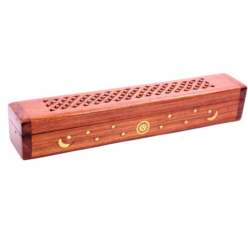 View Decorative Sheesham Wood Box with Sun and Stars Design information