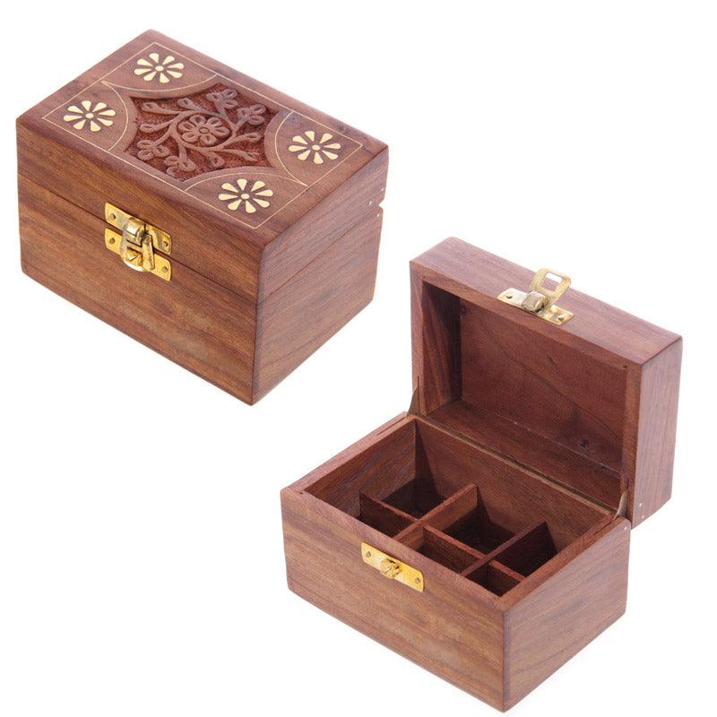 View Decorative Sheesham Wood Floral Compartment Box Small information