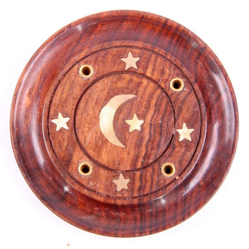 View Decorative Sheesham Wood Round Ashcatcher Moon and Stars information