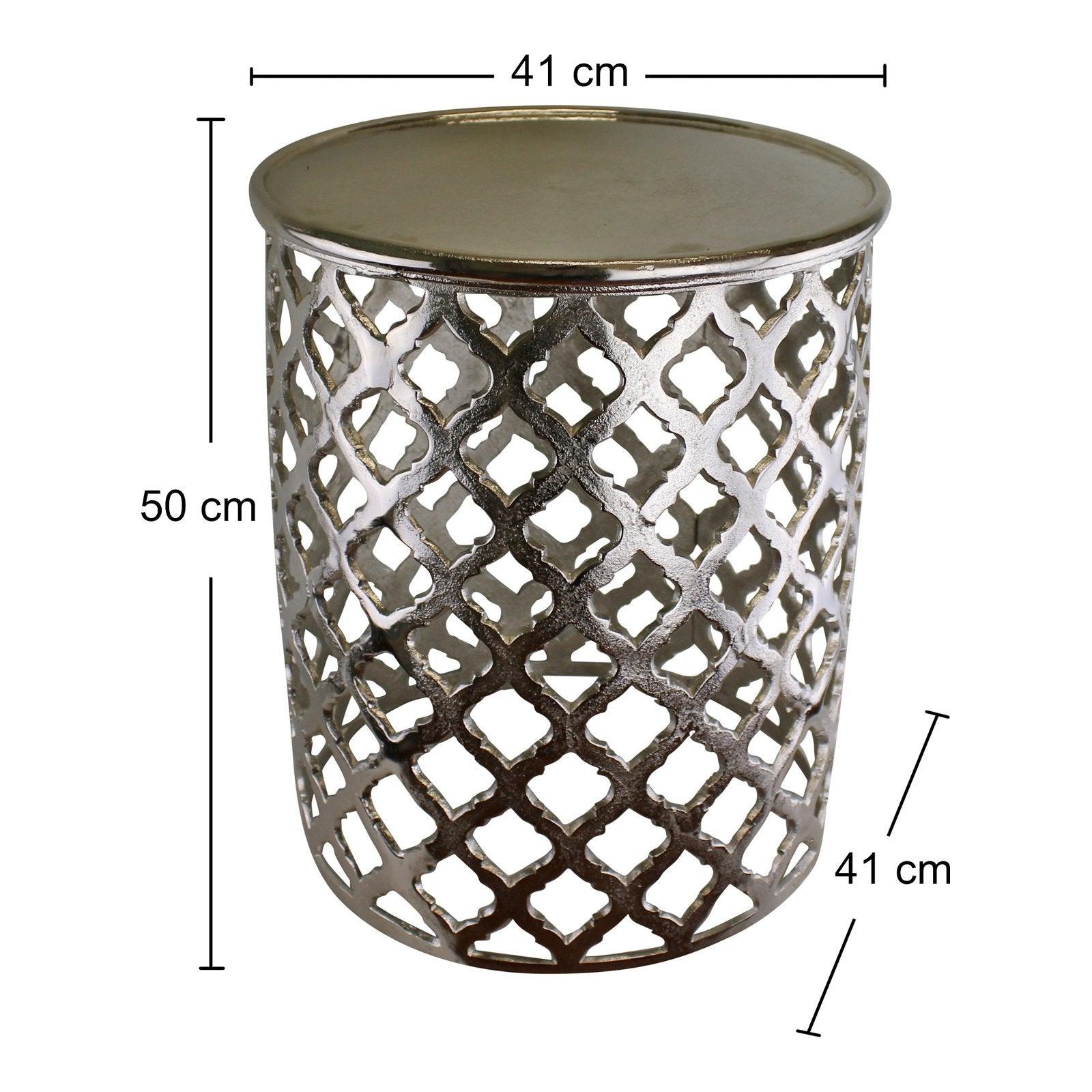 View Decorative Silver Metal Side Table Lattice design information