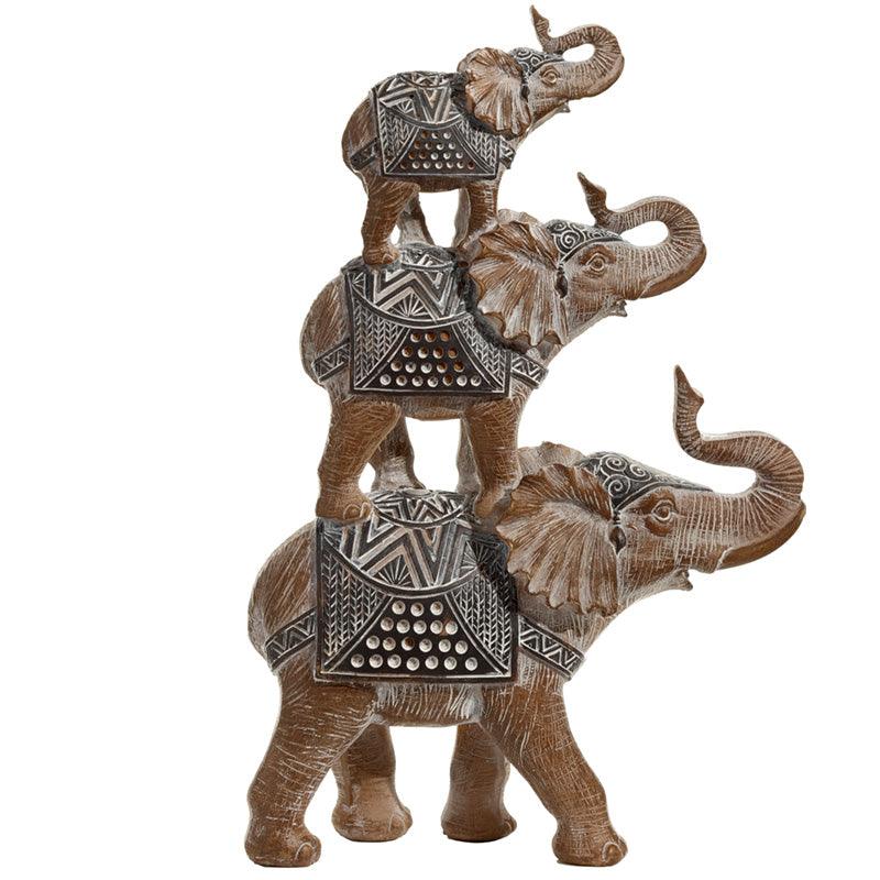 View Decorative Stacked Elephant Wood Effect Figurine information