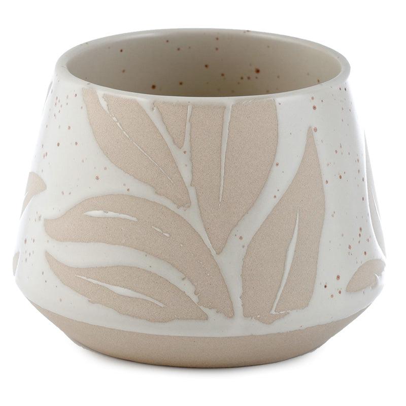 View Decorative Stoneware Indoor Freestanding PlanterSmall Plant Pot Florens Hesperantha Cream Glaze Relief information