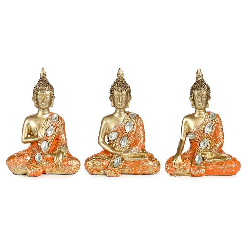 View Decorative Thai Buddha Figurine Gold Orange Meditation information