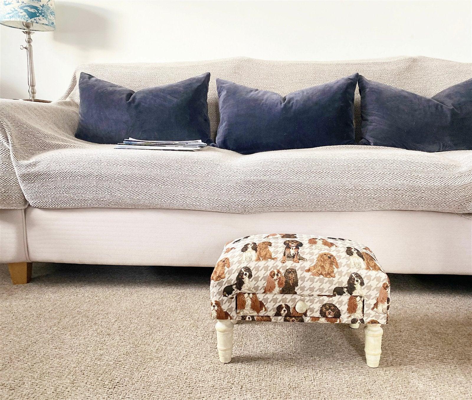View Dog Fabric Footstool with Drawer information