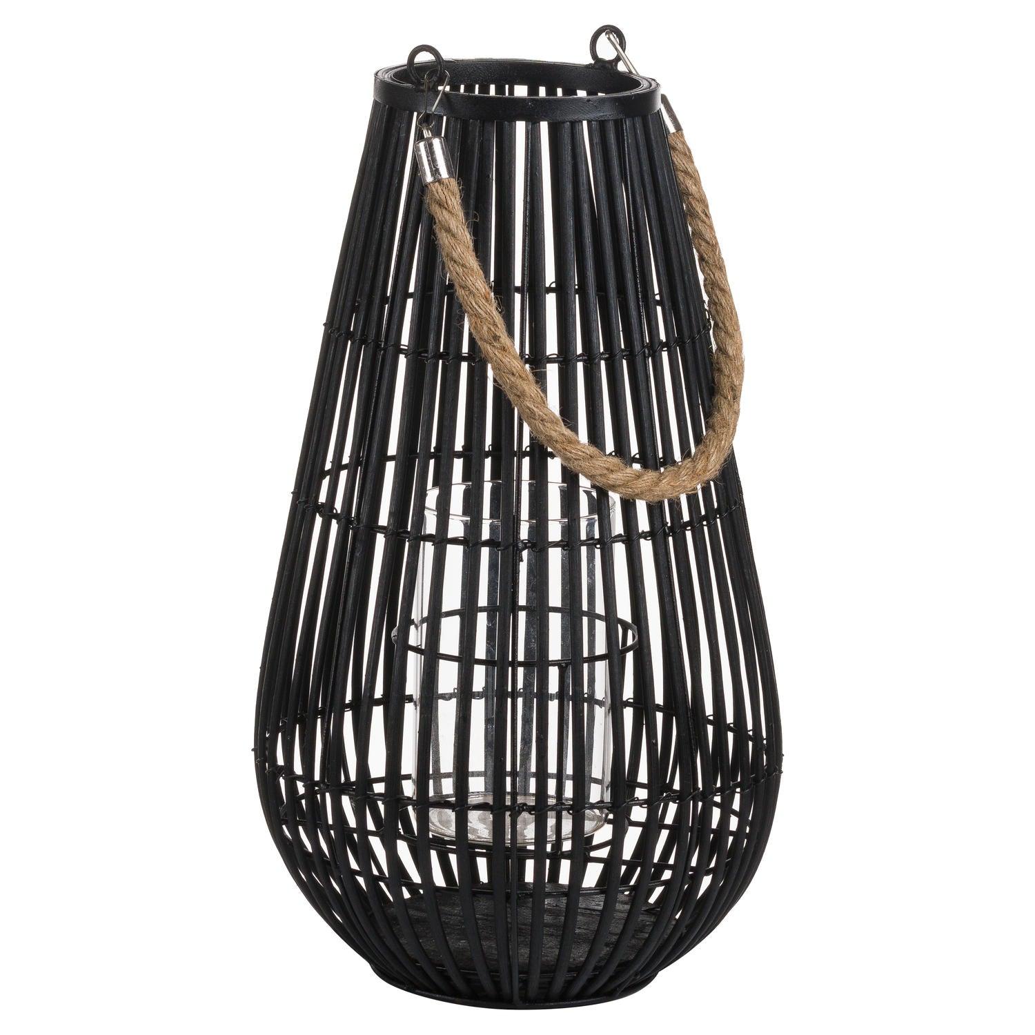 View Domed Rattan Lantern With Rope Detail information