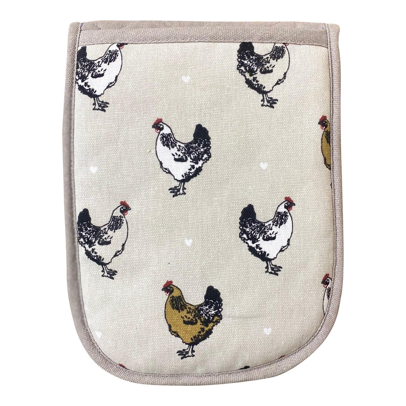 View Double Oven Glove With A Chicken Print Design information