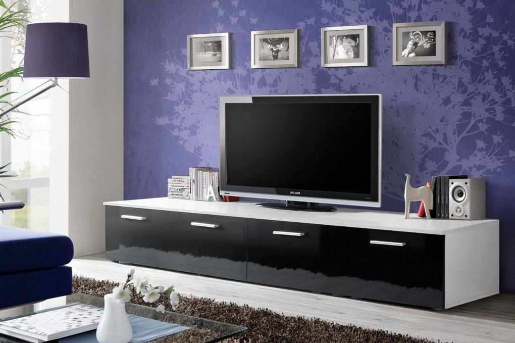 View Duo TV Cabinet in White and Black Gloss information