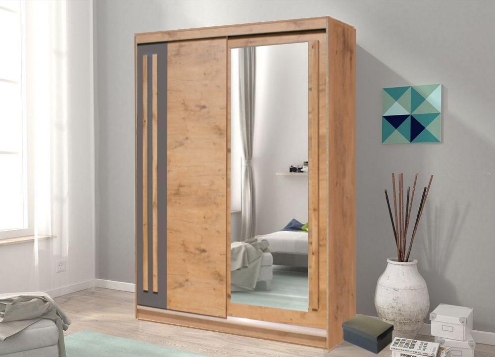 View Effect 2 Sliding Door Wardrobe 150cm Oak Lancelot 150cm information