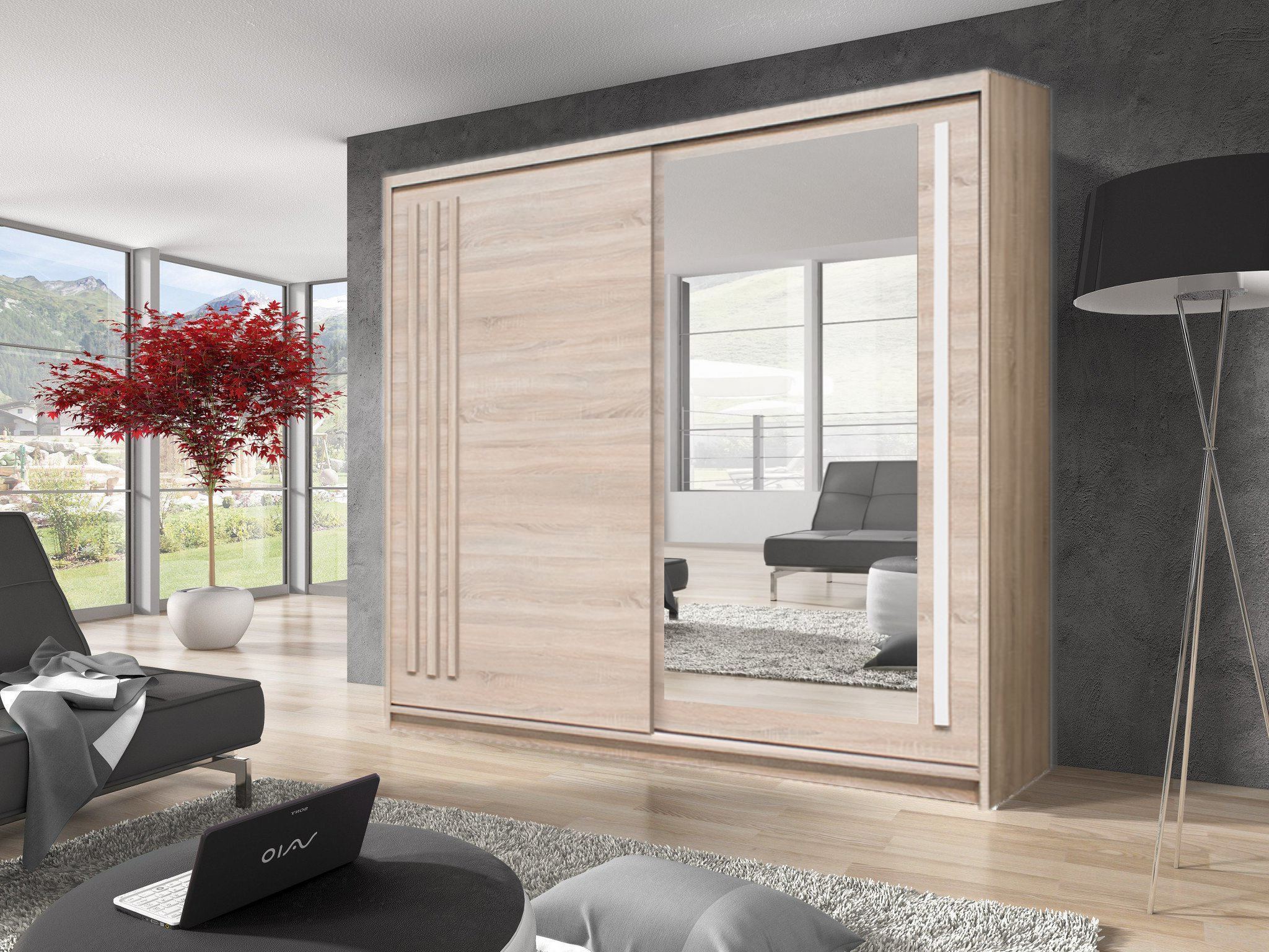 View Effect 2 Sliding Door Wardrobe 200cm Oak Sonoma 200cm information