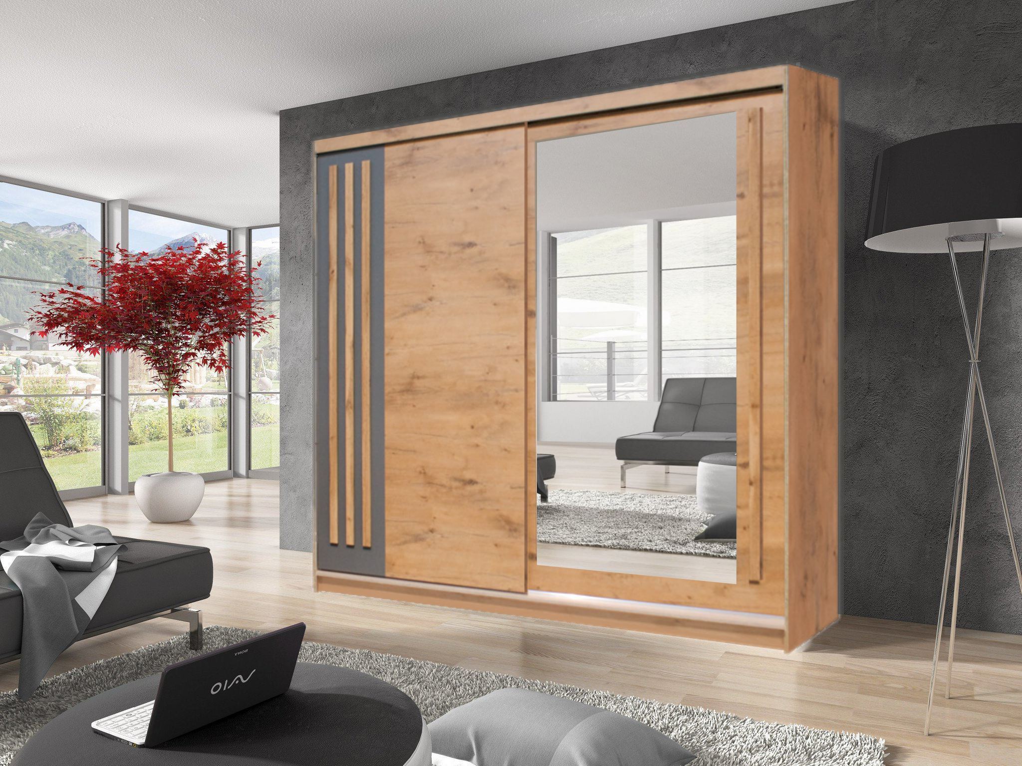 View Effect 2 Sliding Door Wardrobe 200cm Oak Lancelot 200cm information