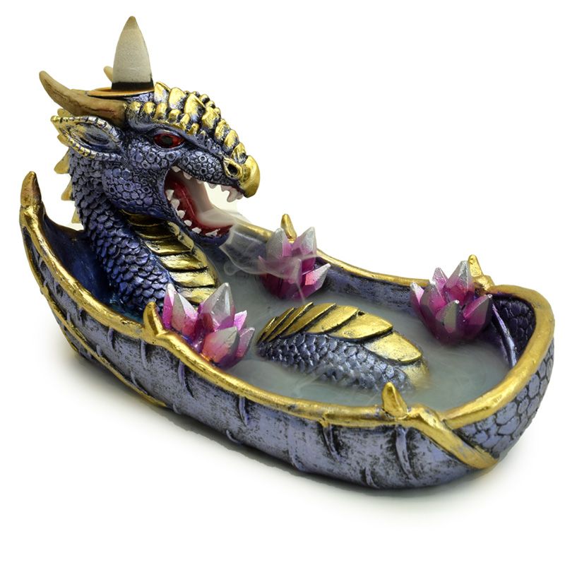 View Elements Amethyst Crystal Dragon Backflow Incense Burner information