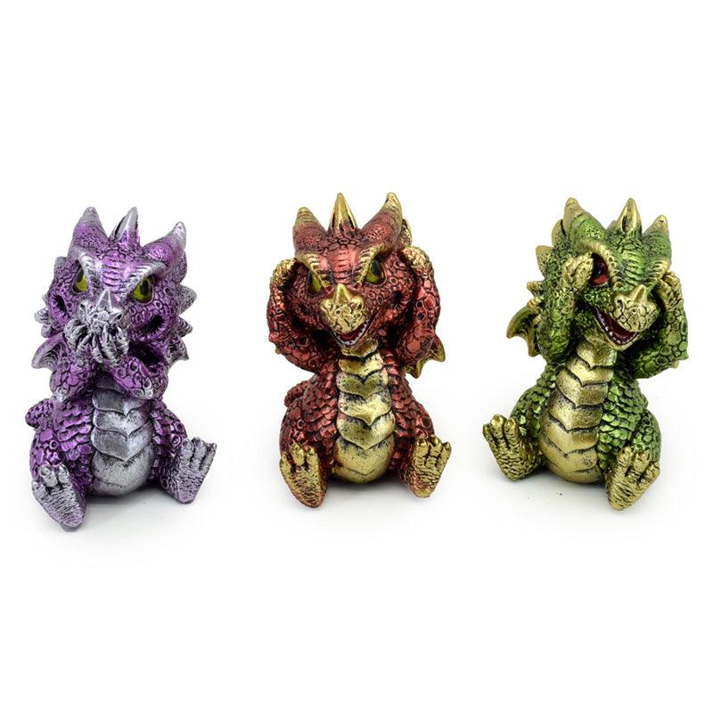 View Elements Dragon Figurine Set of 3 Hear No Speak No See No Evil information