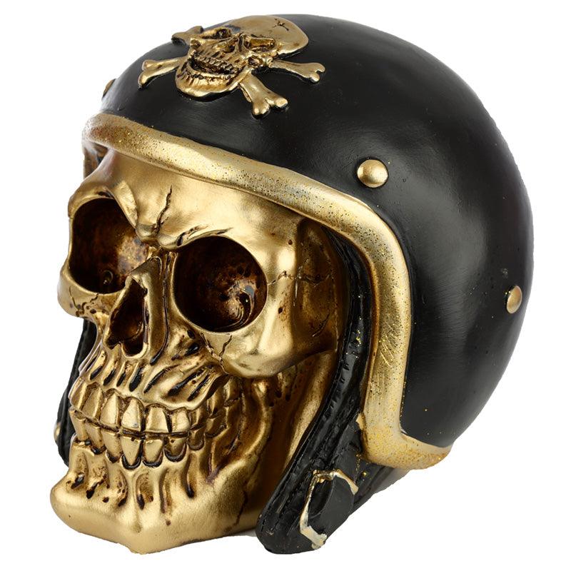 View Fantasy Biker Helmet Gold Punk Skull Ornament information