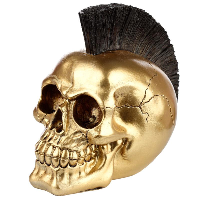 View Fantasy Mohican Gold Punk Skull Ornament information