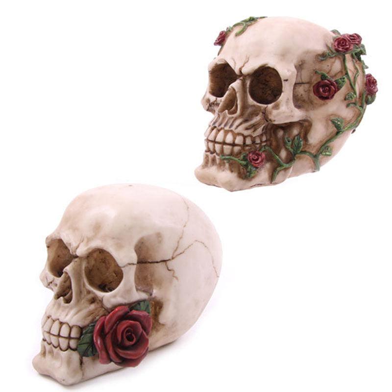 View Fantasy Skull Head with Roses Ornament information
