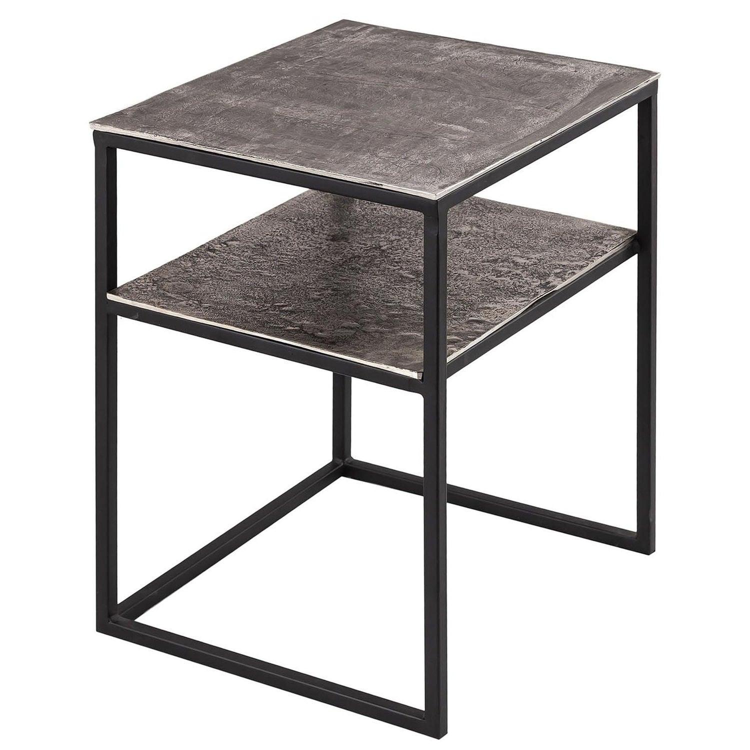 View Farrah Collection Silver Side Table with Shelf information