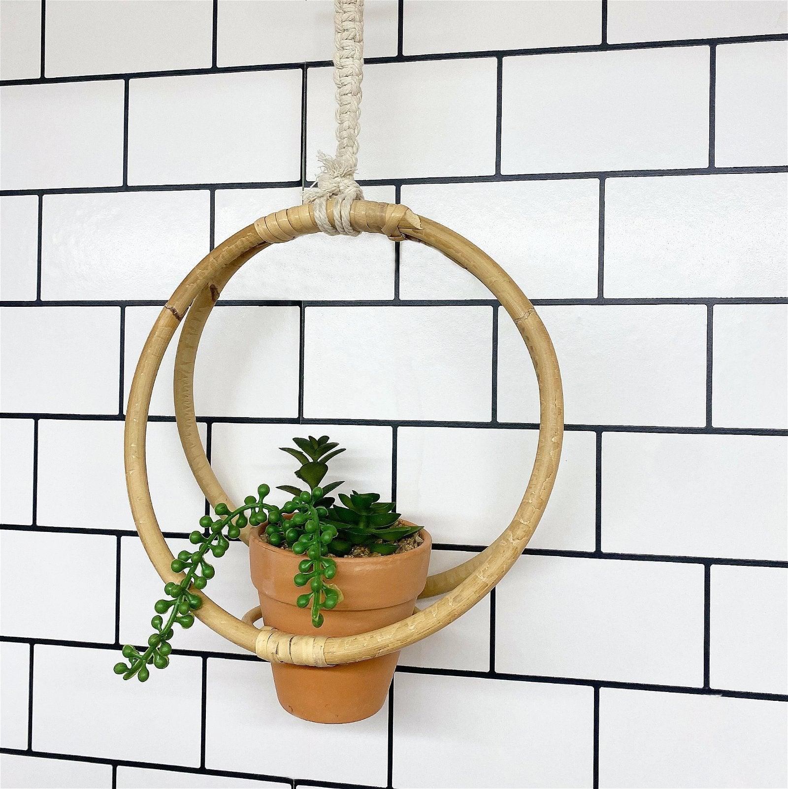 View Faux Succulent In Bamboo Hanger information