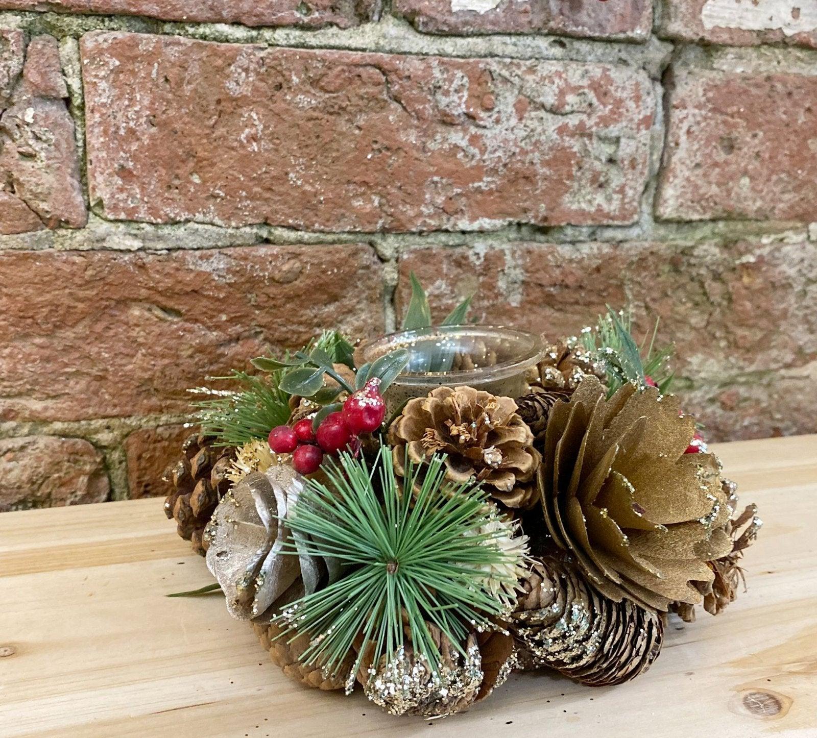 View Fir Cone Berry Botanical Tea Light Holder information