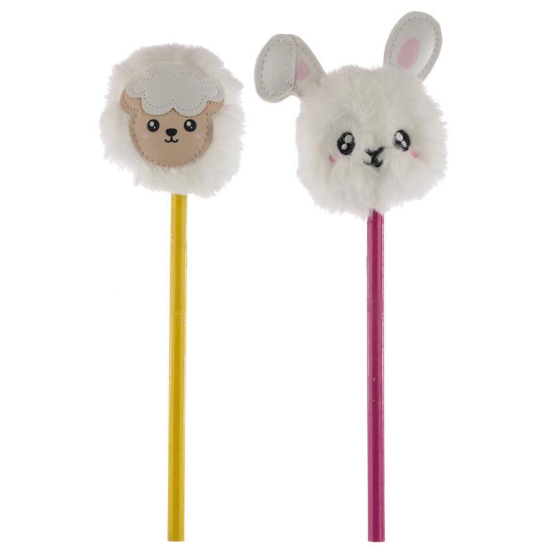 View Fun Adoramals Sheep and Bunny Rabbit Pom Pom Pencil with Topper information