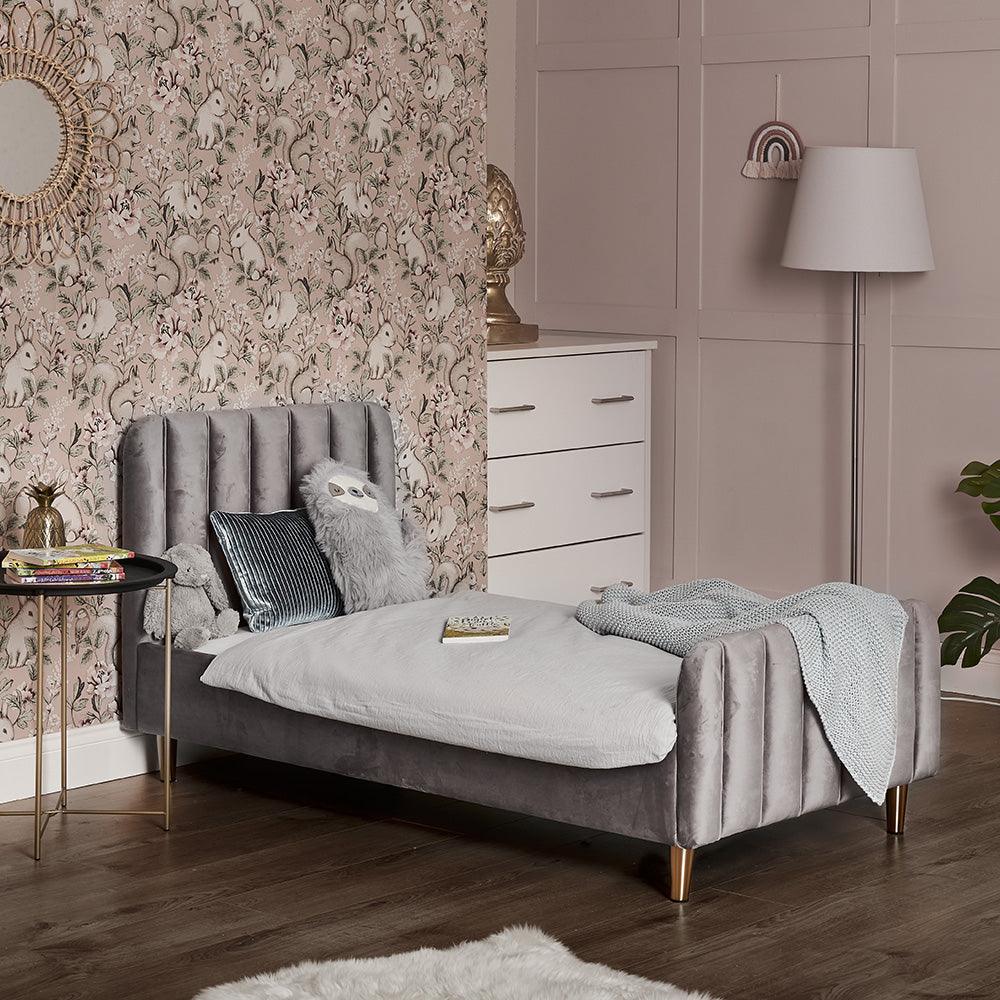 View Gatsby Single Bed Velvet Grey information