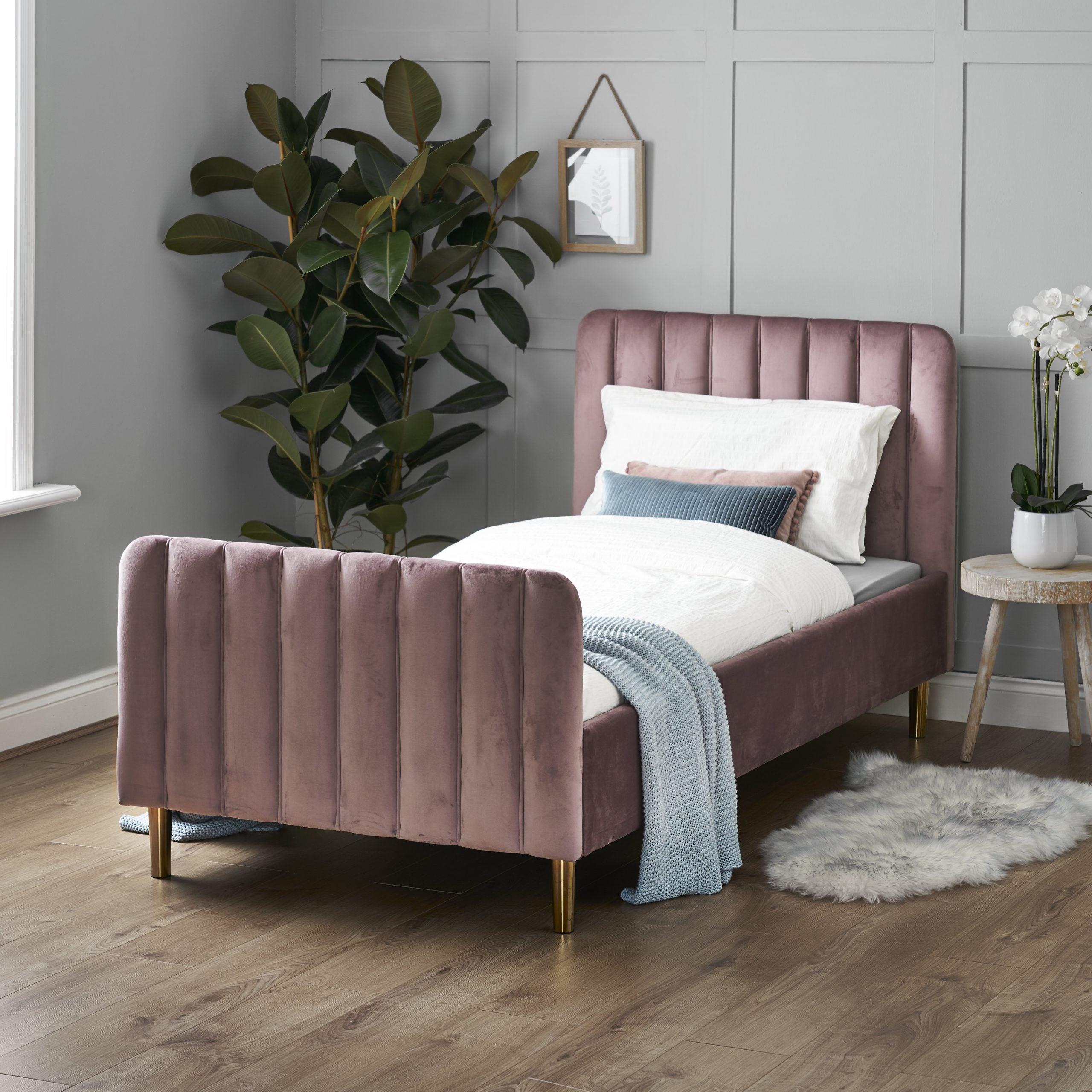 View Gatsby Single Bed Velvet Pink information