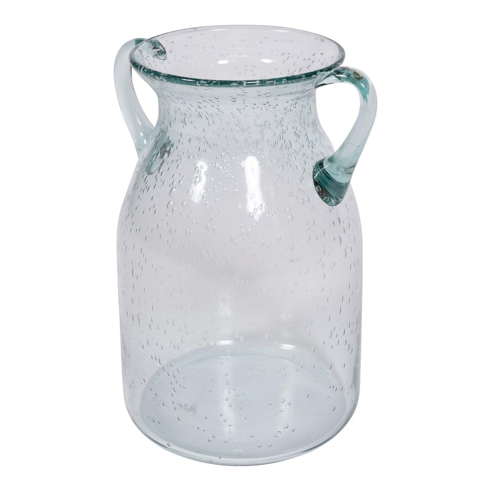 View Glass Flower Vase with Handles Daisy Bubble Design 25cm information