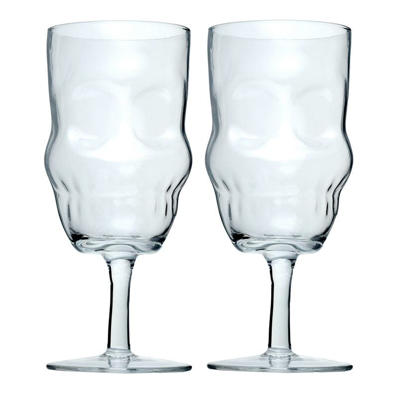 View Glass Skull Head Shaped Set of 2 Wine Glasses information
