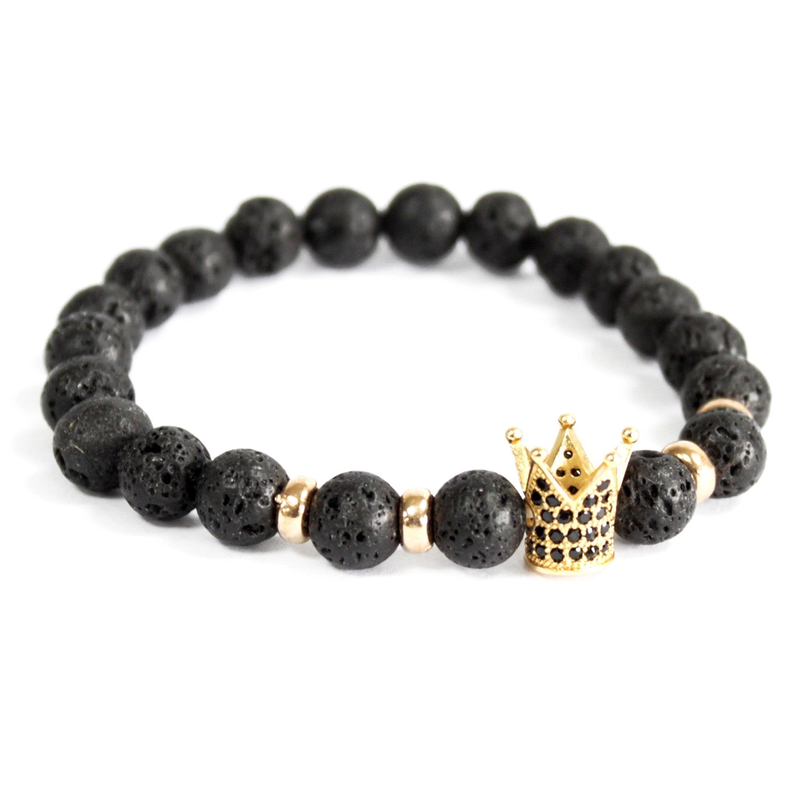 View Gold Crown Lava Stone Gemstone Bracelet information