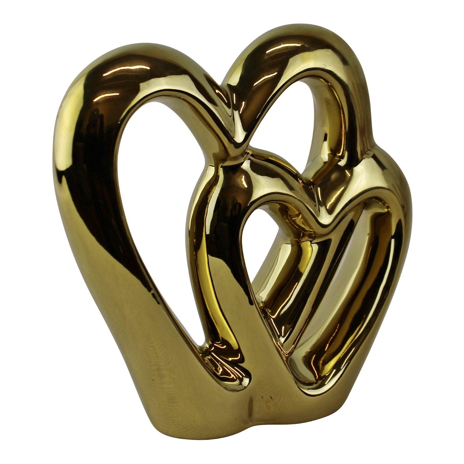 View Gold Double Heart Ornament 15cm information